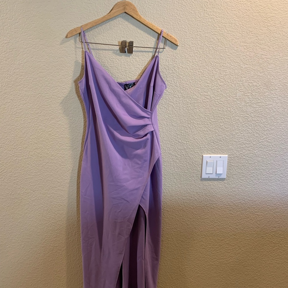 Windsor Purple Asymmetrical Slip Dress with Slit